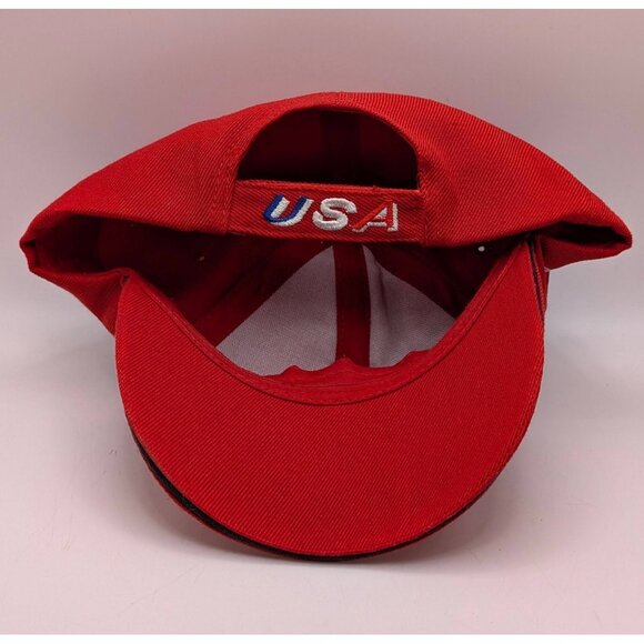 USA Bald Eagle America Hat Cap Strap Back Adult One Size Red Embroidered Flag - Picture 4 of 4